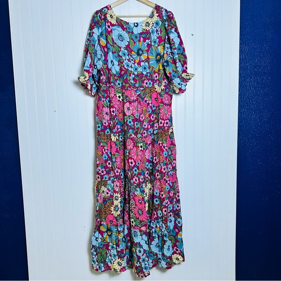 Natural Life Womens Collette Tiered Maxi Dress Floral Boho Cottage Rayon Sz XL - Picture 11 of 14